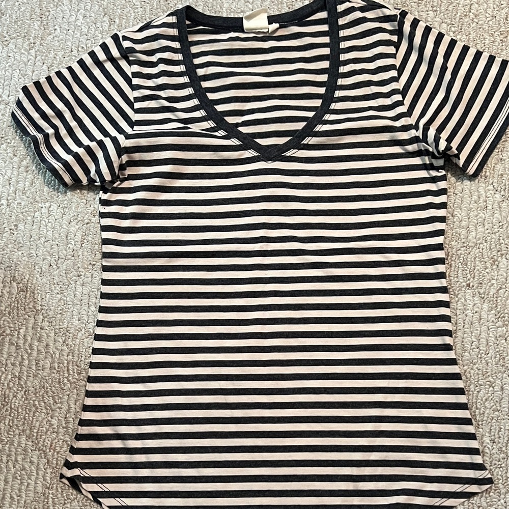 White Crow Striped V-Neck Women's Top